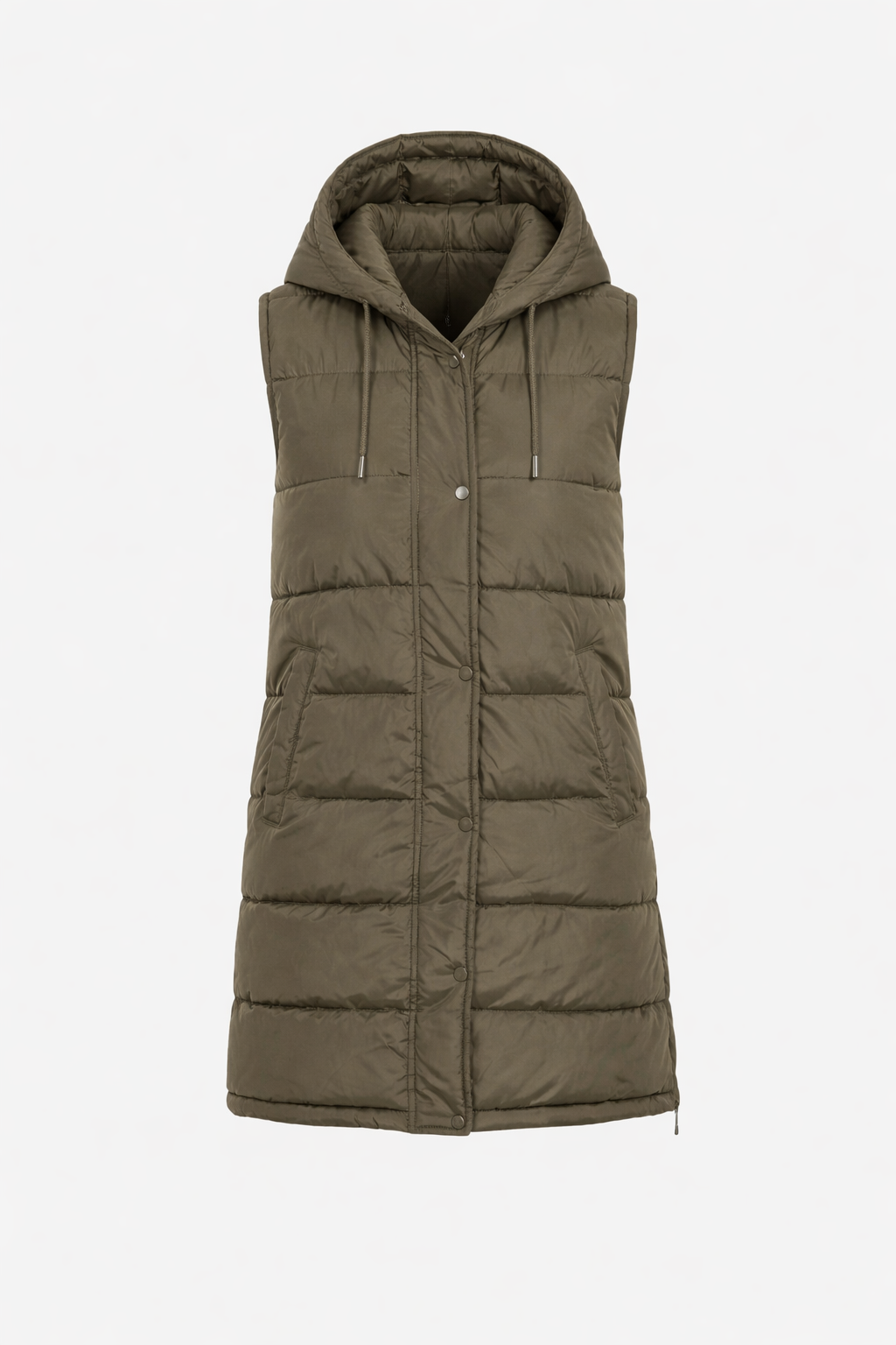 Army Green Long Puffer Vest