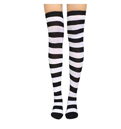 Long Black & White Strip Socks