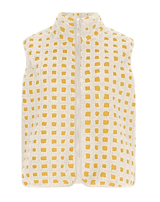 Yellow & Ivory Fuzzy Sherpa Fitted Vest