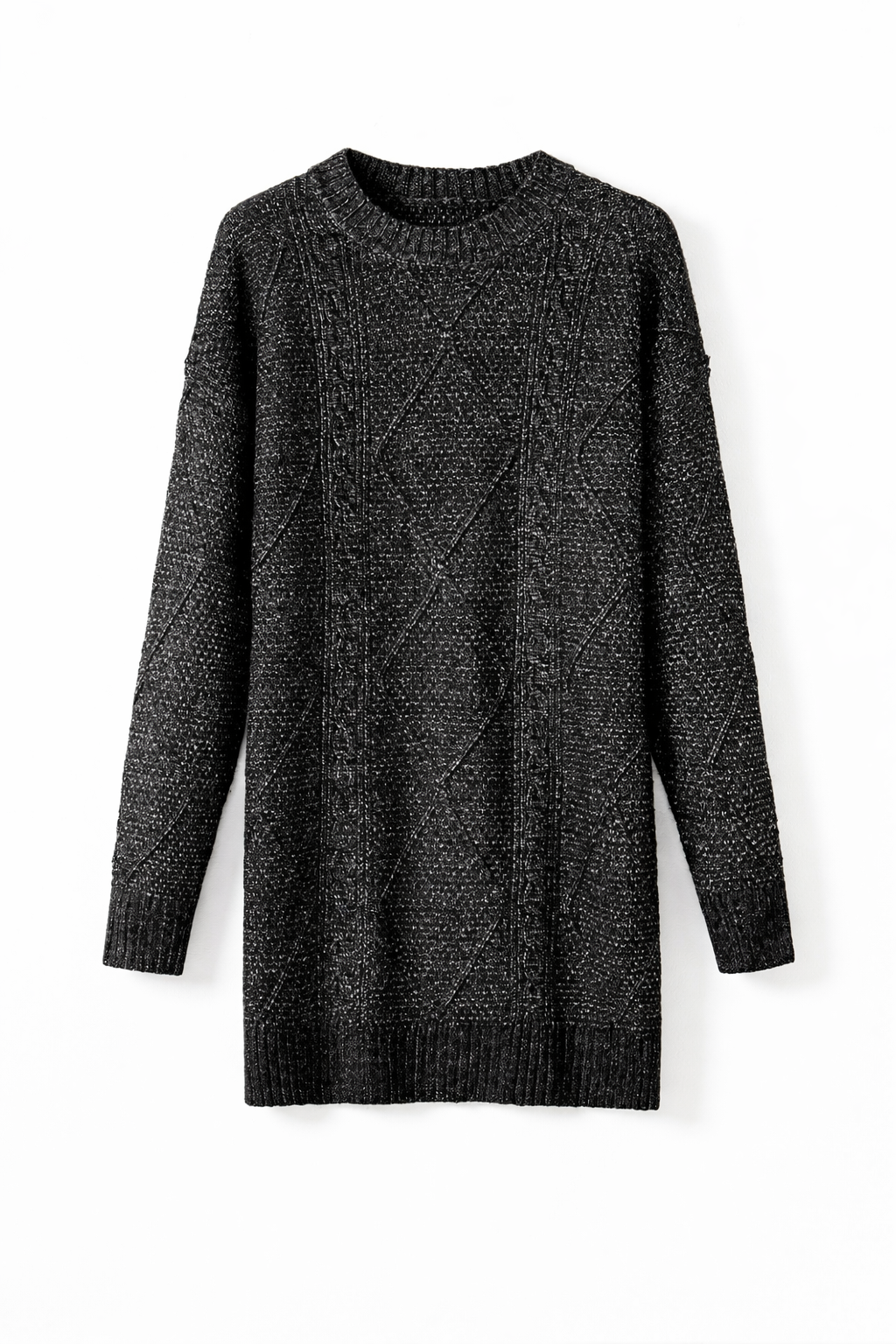 Charcoal Cable Knit Sweater Dress