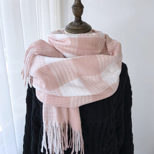 Plaid Pink & White Scarf