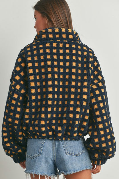 Navy Fuzzy Sherpa Jacket