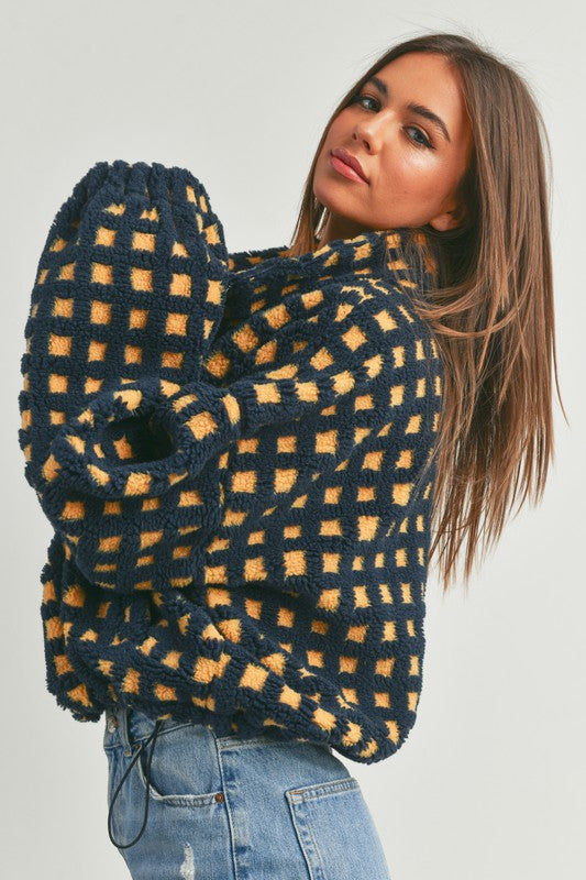 Navy Fuzzy Sherpa Jacket