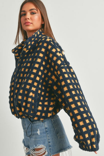 Navy Fuzzy Sherpa Jacket