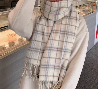 Beige Plaid Scarf