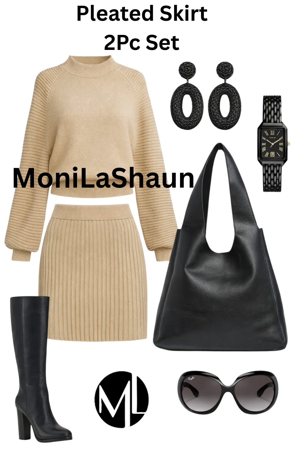 Sweater & Pleated Mini Skirt Set