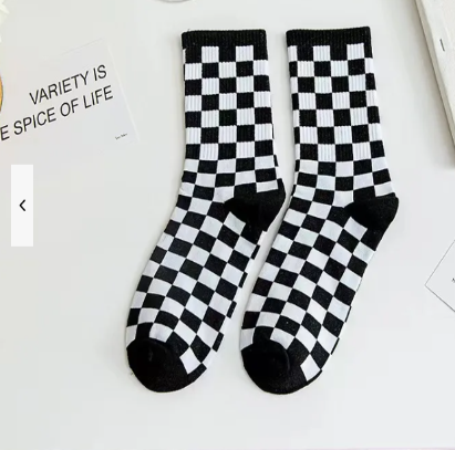 Black & White Checkered Socks