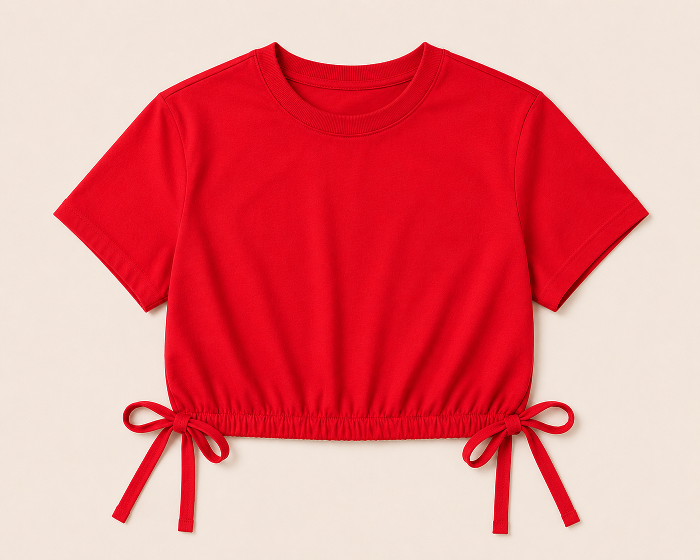 Red Side Tie Crew Tee