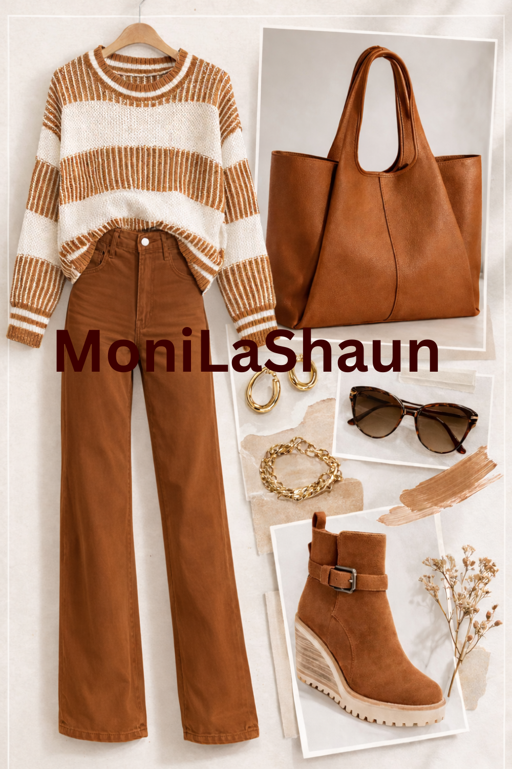 Khaki Two Tone Striped Patchwork Drop Shoulder Loose Sweater