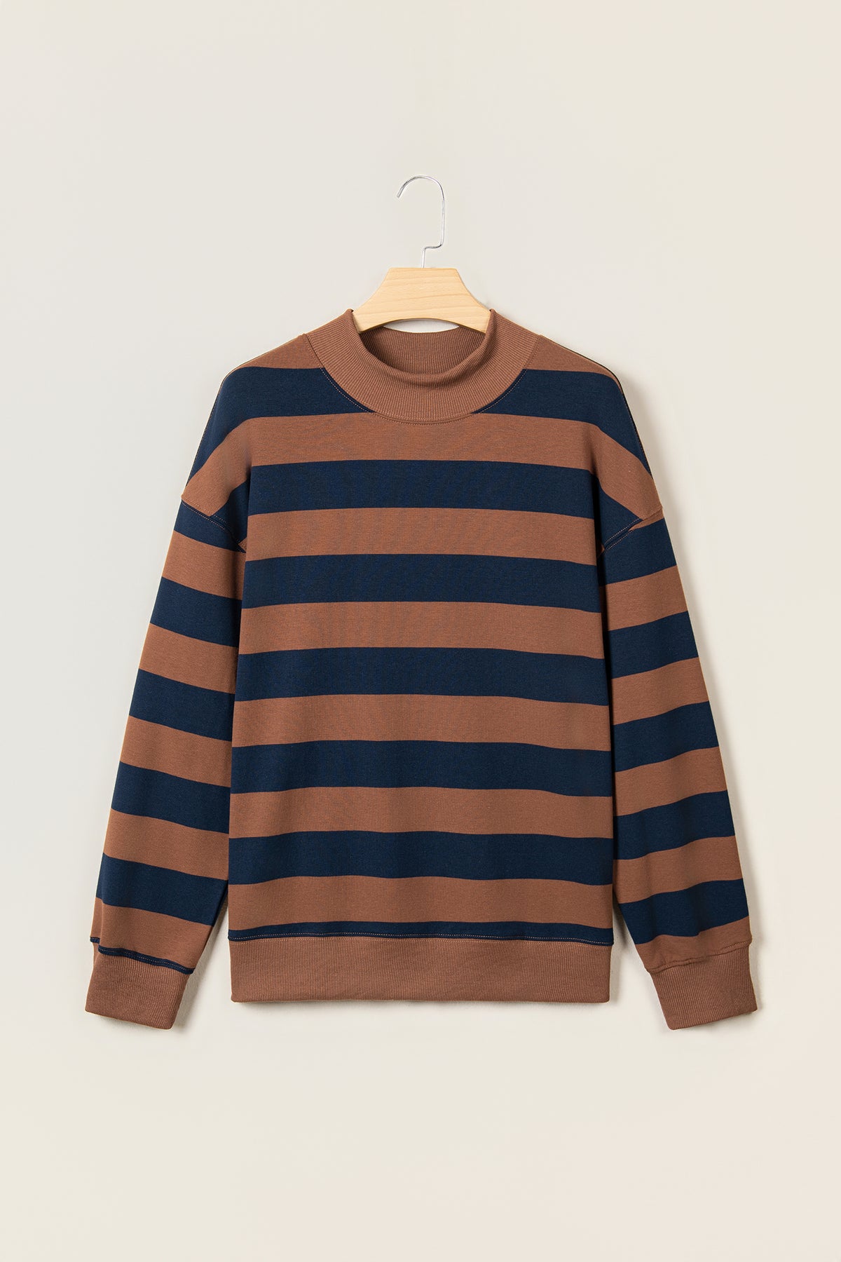 Brown Stripe Color Block Sweatshirt