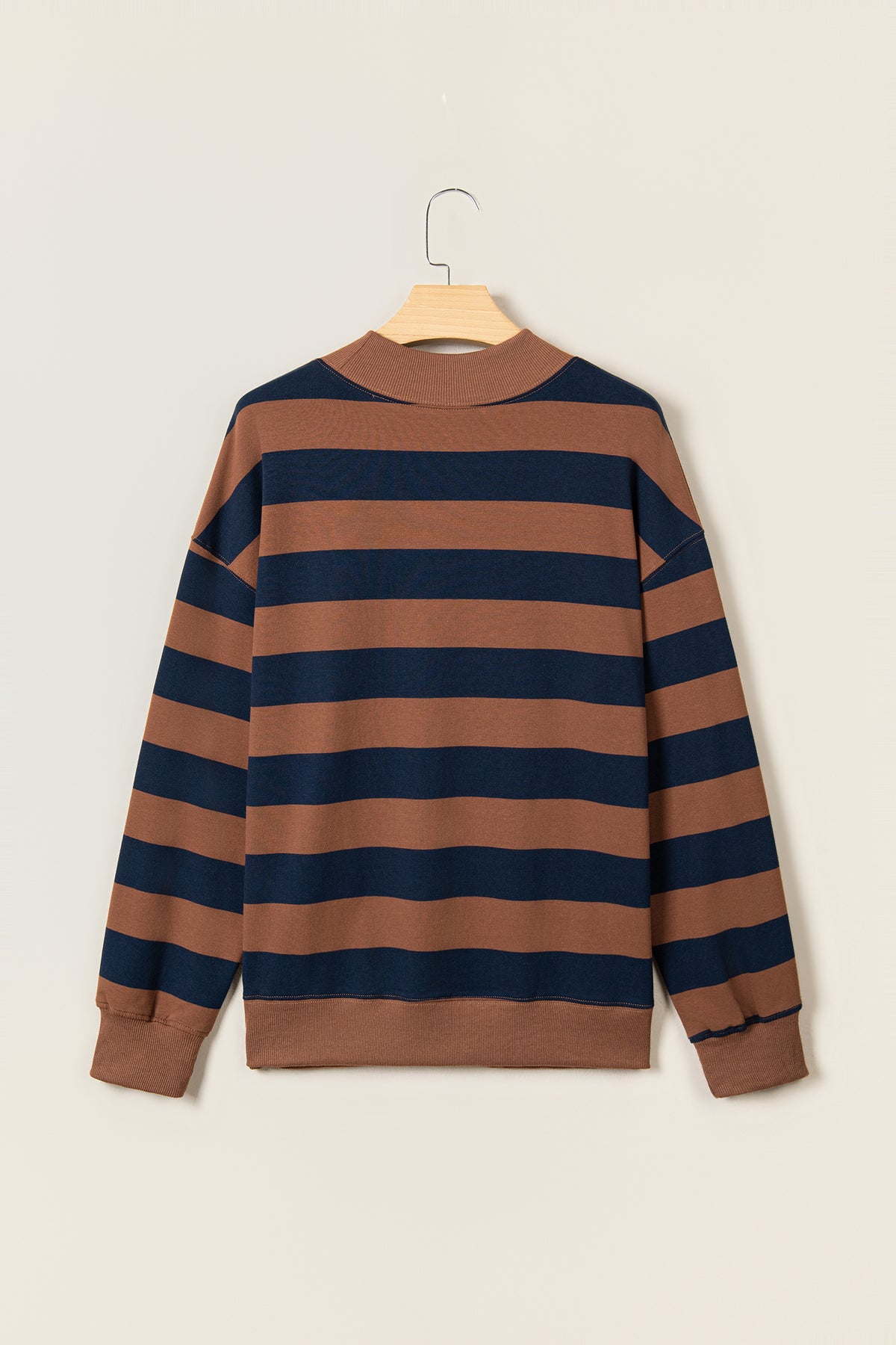 Brown Stripe Color Block Sweatshirt