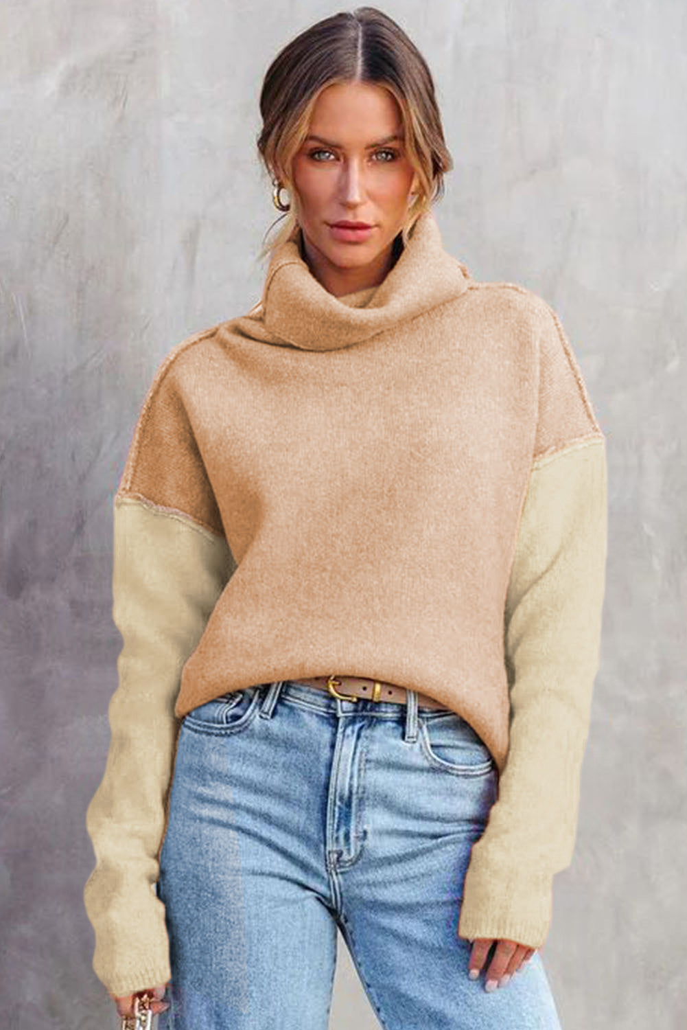 Color Block Turtle Neck