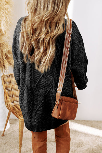 Black Cable Knit Sweater Dress