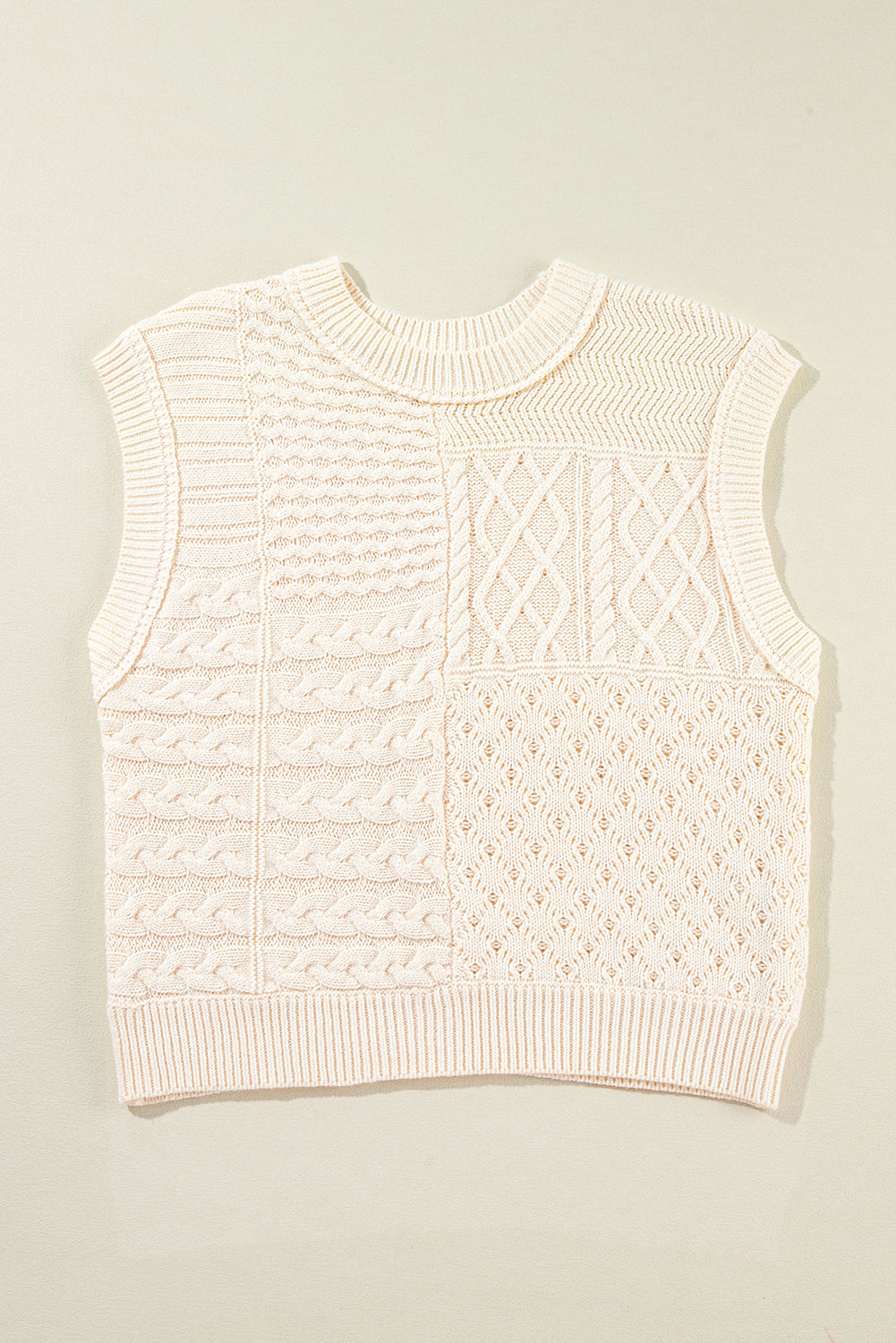 Cream Cable Knit Dolman Armholes Sweater Tank