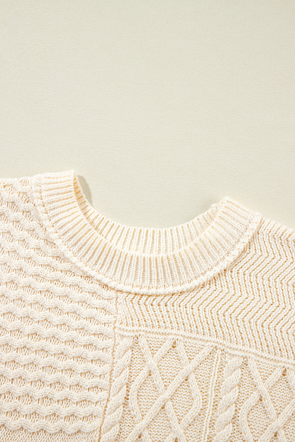 Cream Cable Knit Dolman Armholes Sweater Tank