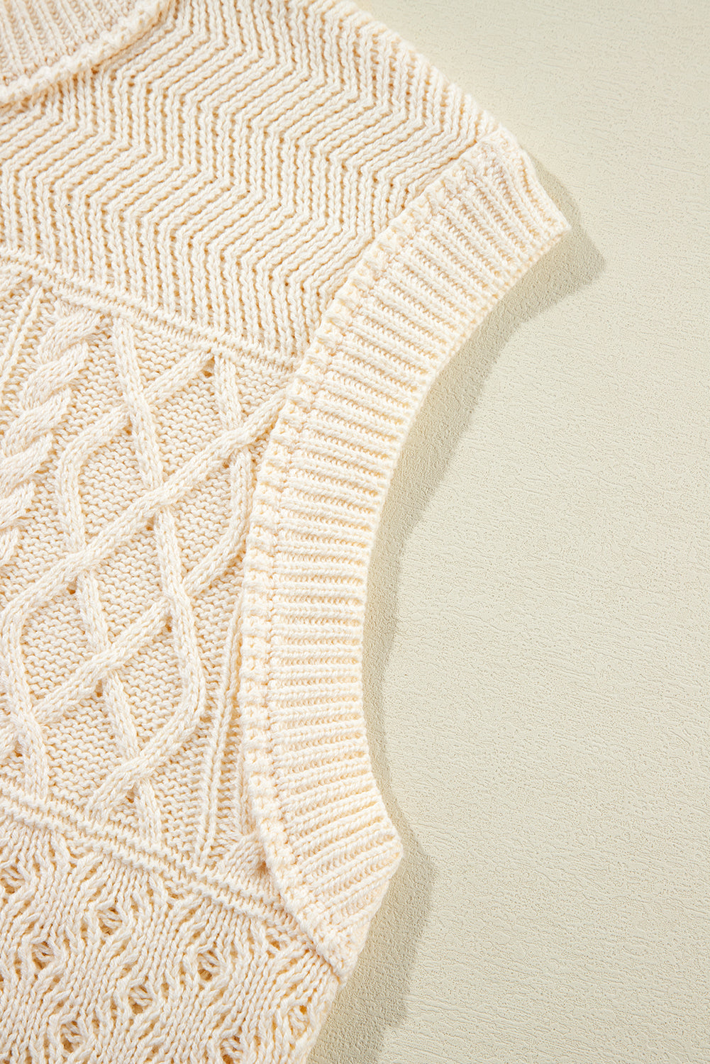 Cream Cable Knit Dolman Armholes Sweater Tank