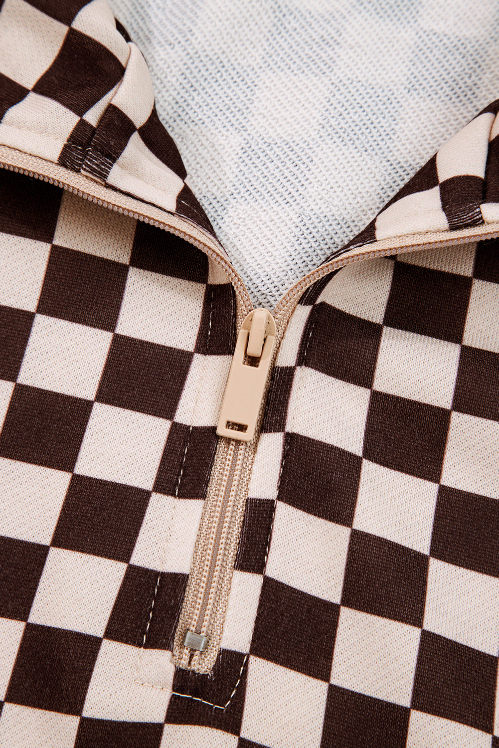 Brown Athleisure Checkered 2pcs Pants Set