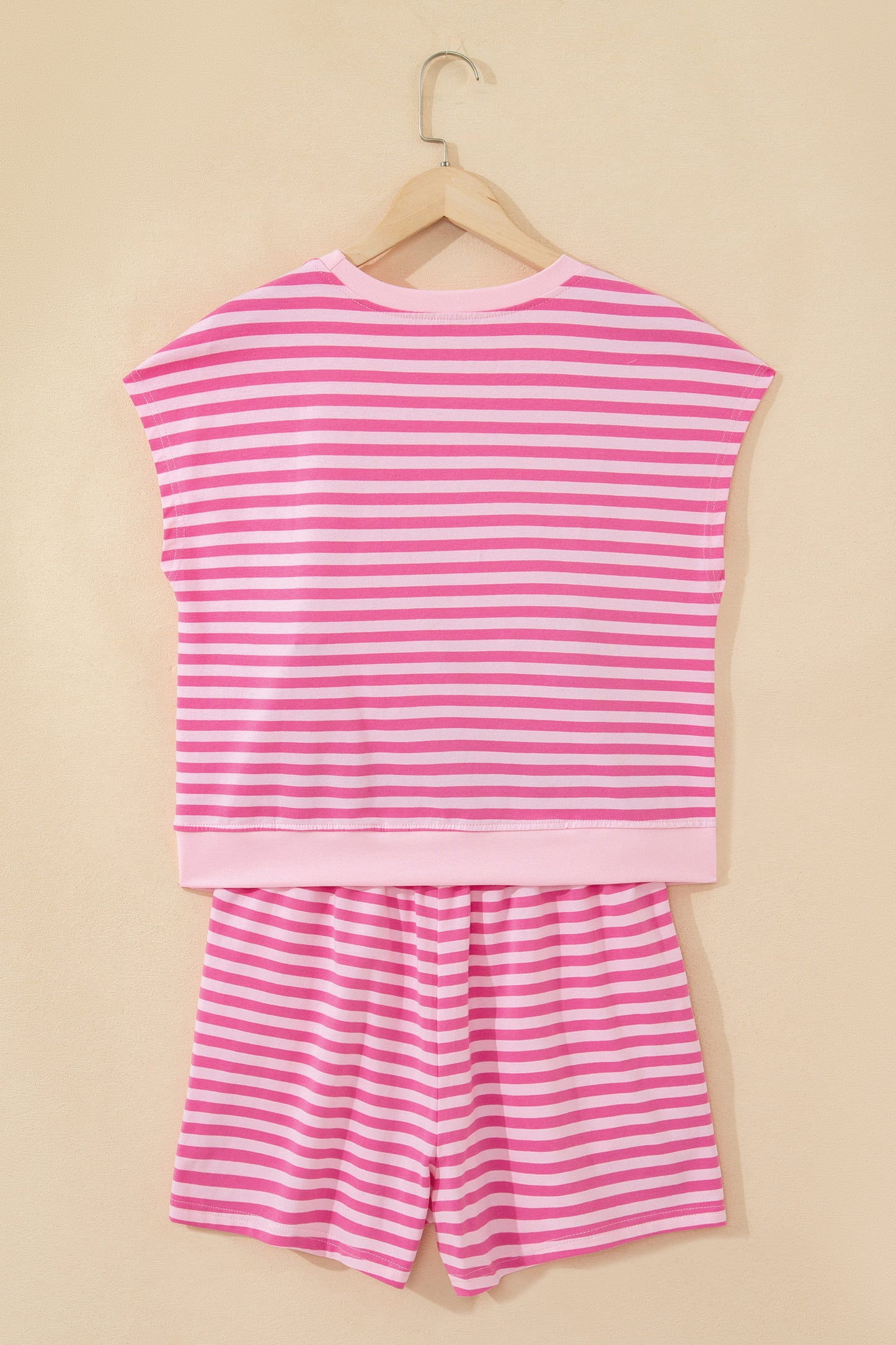 Pink Stripe 2Pc Shorts Set