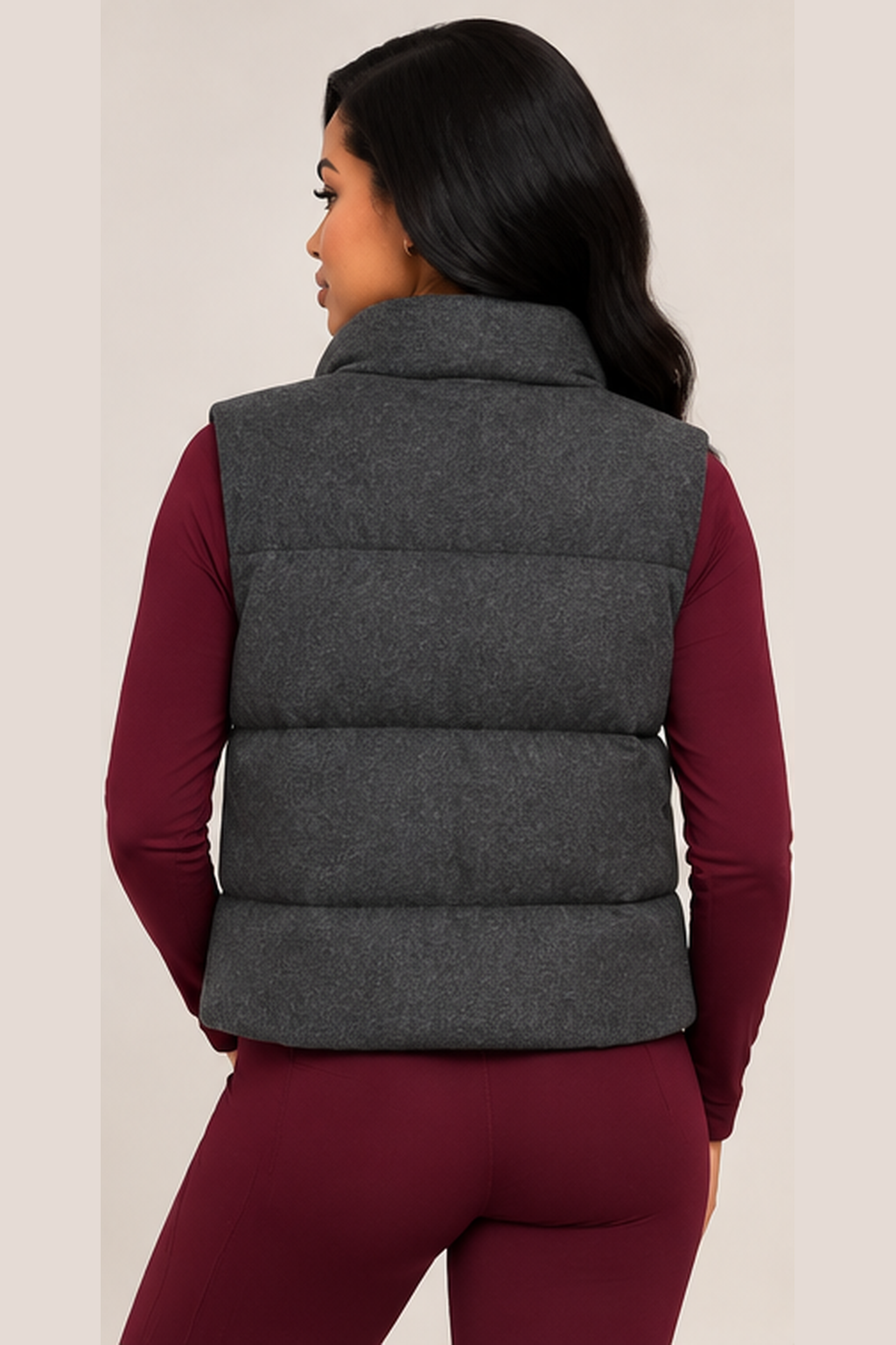 Charcoal Gray Quilted Puffer Vest