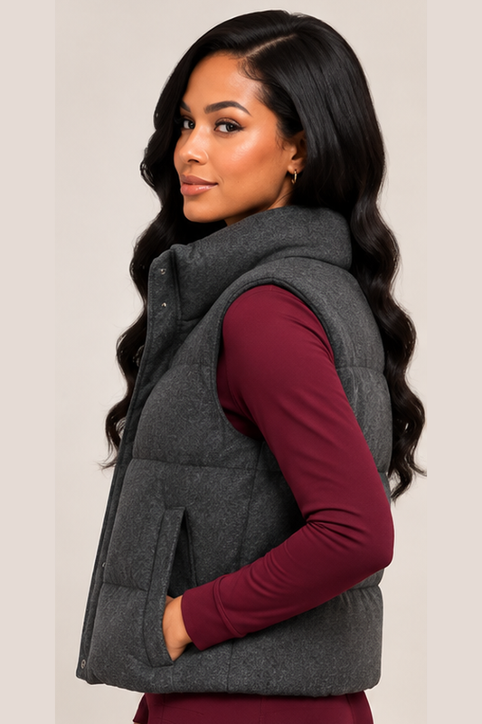 Charcoal Gray Quilted Puffer Vest