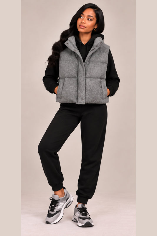Heather Gray Quilted Puffer Vest
