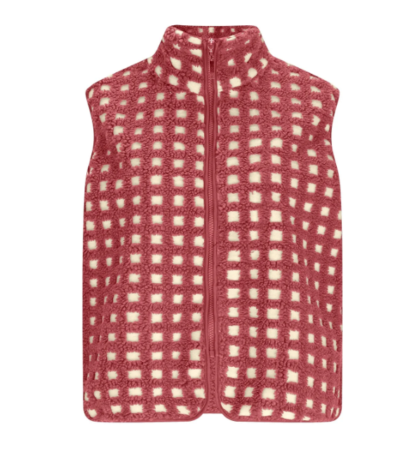 Red Multi Fuzzy Sherpa Fitted Vest