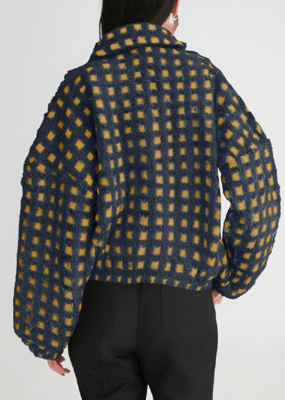 Navy Fuzzy Sherpa Jacket