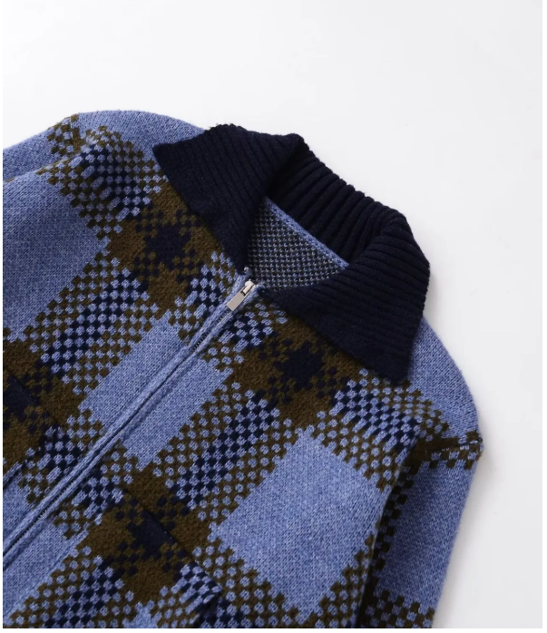 Plaid Knitted Sweater Jacket