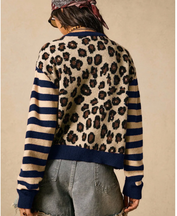Leopard & Stripes Cardigan