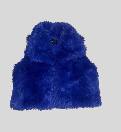 Blue Faux Fur Sleeveless Jackets