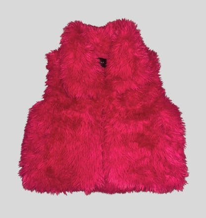 Magenta Faux Fur Sleeveless Jackets