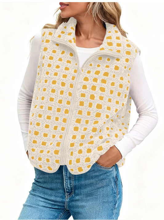 Yellow & Ivory Fuzzy Sherpa Fitted Vest