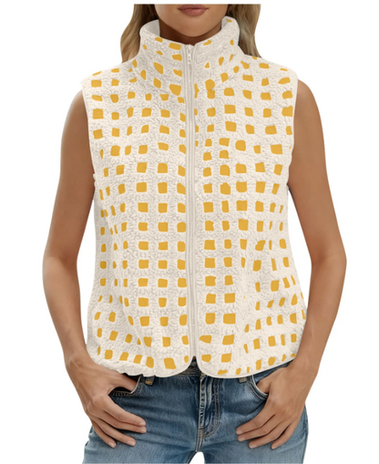 Yellow & Ivory Fuzzy Sherpa Fitted Vest