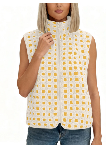 Yellow & Ivory Fuzzy Sherpa Fitted Vest