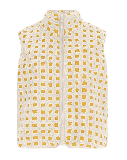 Yellow & Ivory Fuzzy Sherpa Fitted Vest