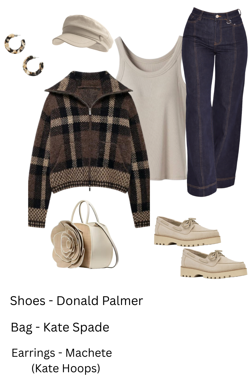 Navy & Cream Plaid Sweater Jacket