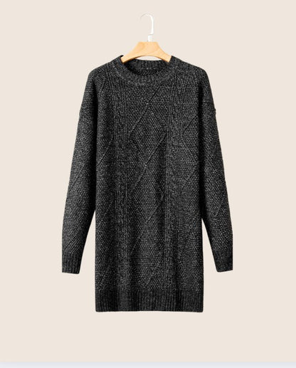 Charcoal Cable Knit Sweater Dress