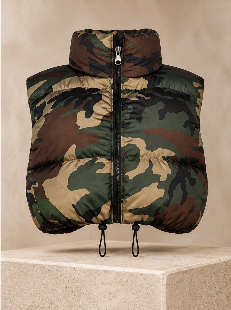 Camo Crop Puffer Vest