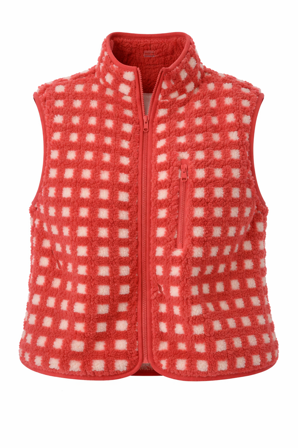 Red Multi Fuzzy Sherpa Fitted Vest