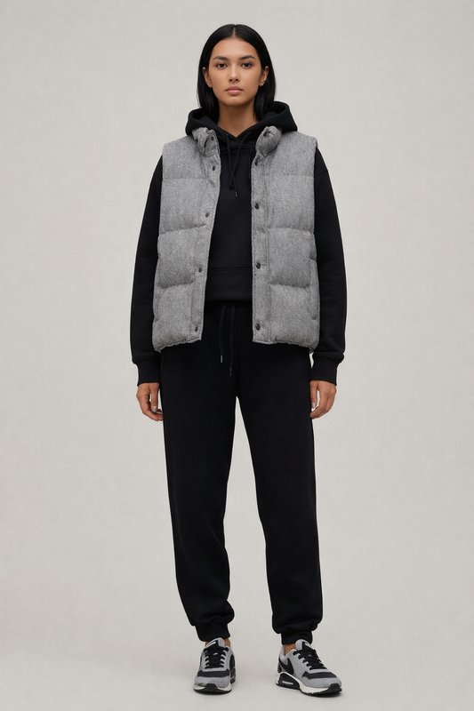Heather Grey Cotton Down Vest