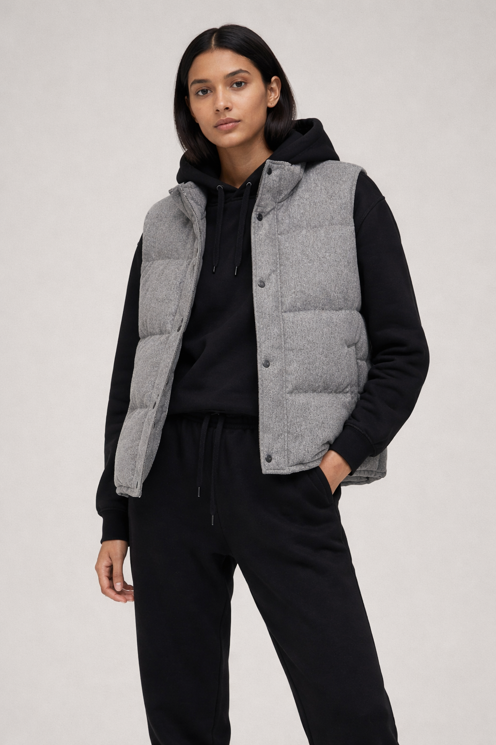 Heather Grey Cotton Down Vest
