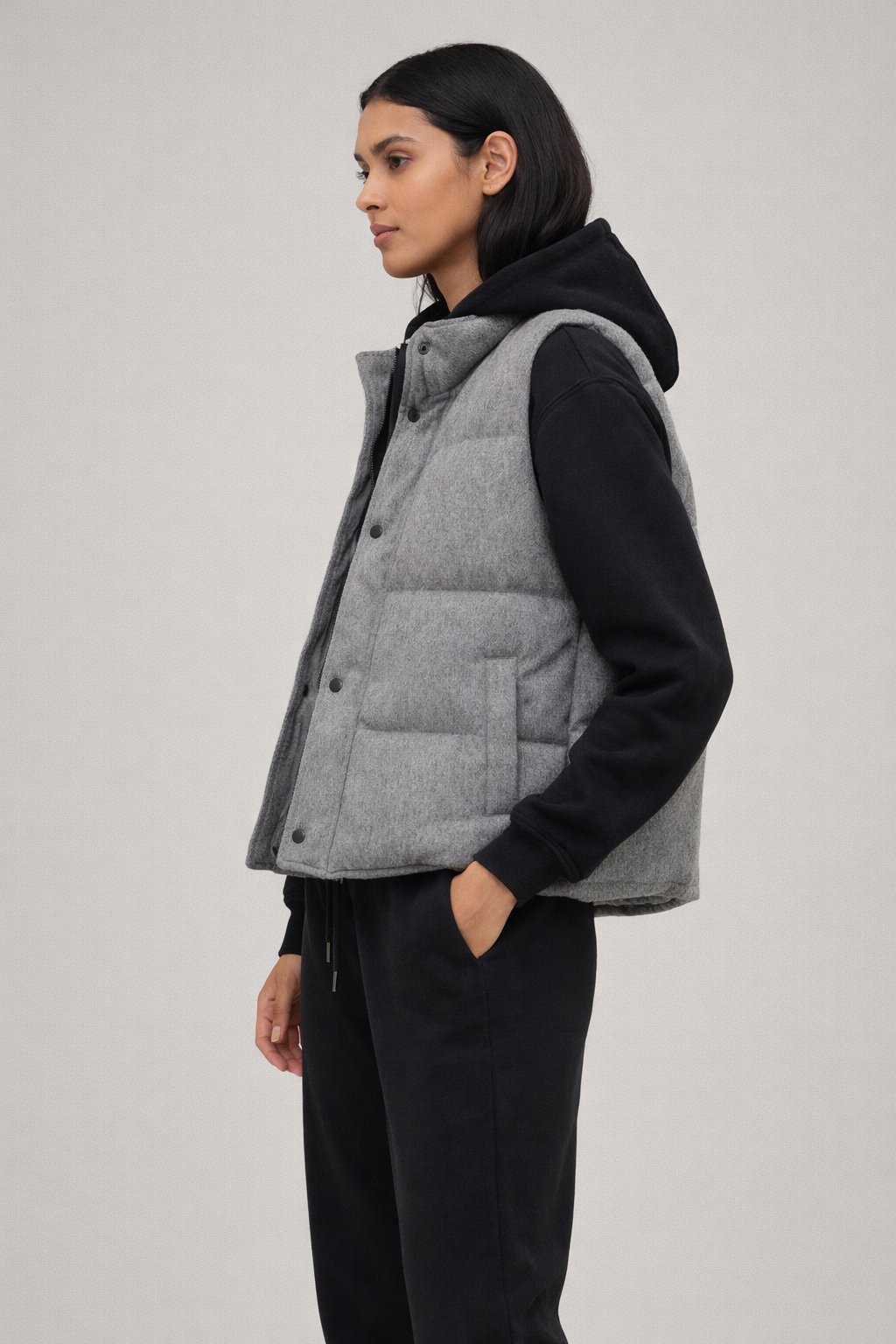 Heather Grey Cotton Down Vest
