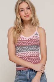Pink Multi-Color Cami Spring Sweater Tank