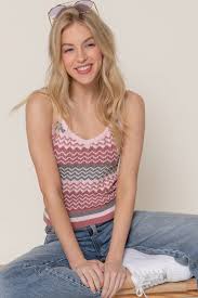 Pink Multi-Color Cami Spring Sweater Tank