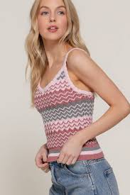 Pink Multi-Color Cami Spring Sweater Tank