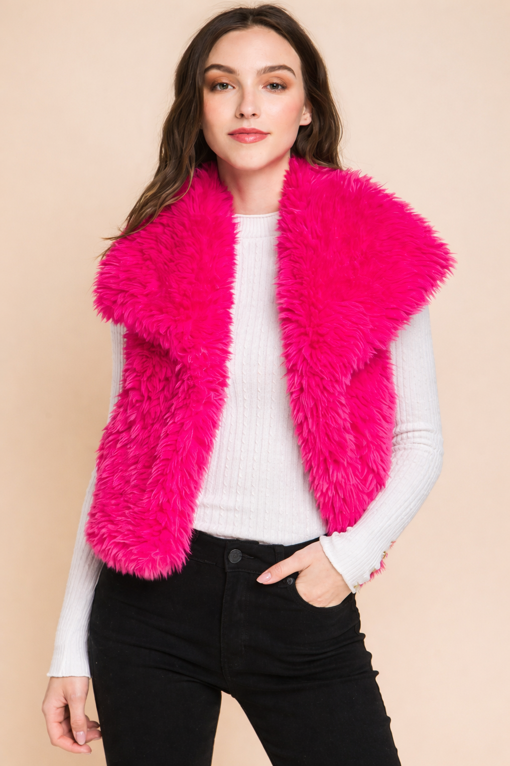 Faux Fur Sleeveless Jacket