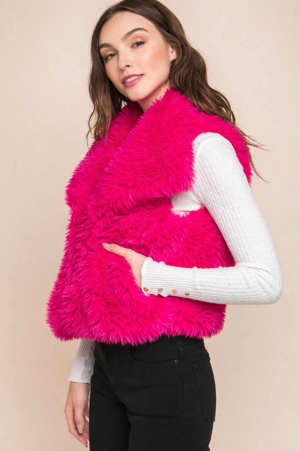 Faux Fur Sleeveless Jacket
