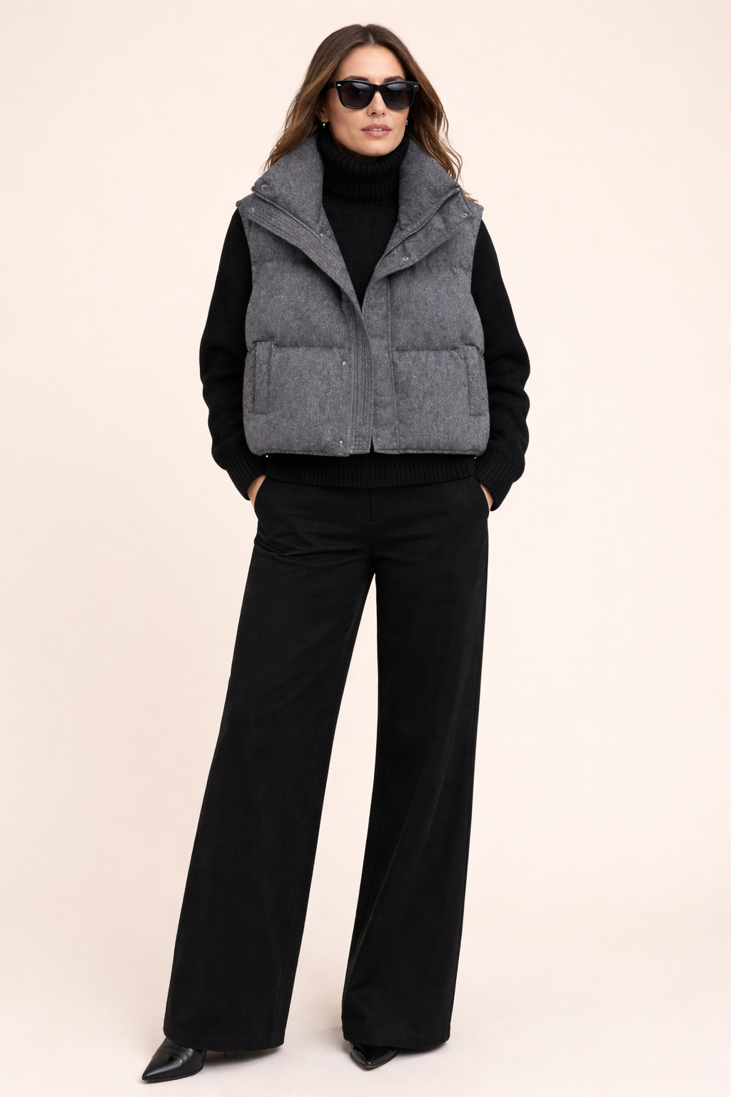 Charcoal Grey Cotton Down Vest