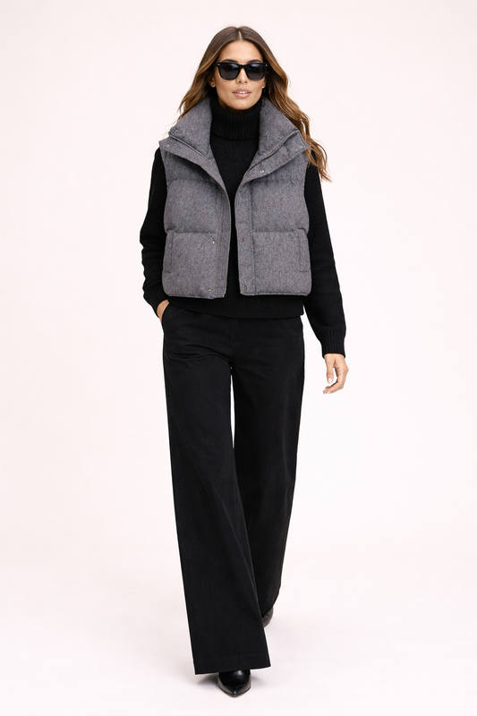 Charcoal Grey Cotton Down Vest