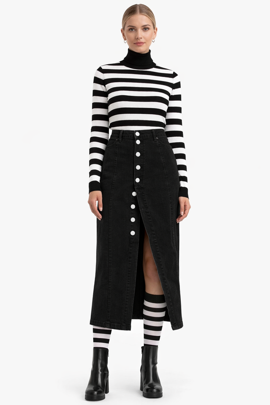 Black & White Stripe Knit Top